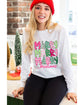 Beige MERRY Christmas Printed Drop Shoulder Pullover Sweatshirt - M