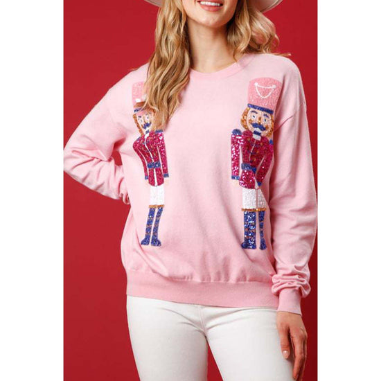 Pink Nutcracker Christmas Crew Neck Sweatshirt - M