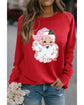 Red Santa Claus Graphic Crewneck Raglan Sleeve Christmas Sweatshirt - 2XL