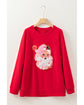 Red Santa Claus Graphic Crewneck Raglan Sleeve Christmas Sweatshirt - M