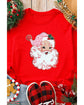 Red Santa Claus Graphic Crewneck Raglan Sleeve Christmas Sweatshirt - S