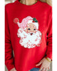 Red Santa Claus Graphic Crewneck Raglan Sleeve Christmas Sweatshirt - XL