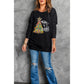 Black Merry & Bright Christmas Tree Graphic Sweatshirt - L