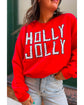 Red HOLLY JOLLY Dotty Letter Graphic Christmas Sweatshirt - 2XL
