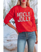 Red HOLLY JOLLY Dotty Letter Graphic Christmas Sweatshirt - 2XL