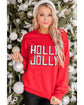 Red HOLLY JOLLY Dotty Letter Graphic Christmas Sweatshirt - S