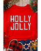 Red HOLLY JOLLY Dotty Letter Graphic Christmas Sweatshirt - S