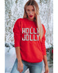 Red HOLLY JOLLY Dotty Letter Graphic Christmas Sweatshirt - XL