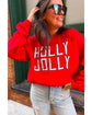 Red HOLLY JOLLY Dotty Letter Graphic Christmas Sweatshirt - XL