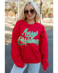 Red Merry Christmas Crewneck Drop Shoulder Loose Sweatshirt - 2XL