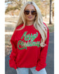 Red Merry Christmas Crewneck Drop Shoulder Loose Sweatshirt - S