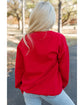 Red Merry Christmas Crewneck Drop Shoulder Loose Sweatshirt - S