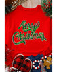 Red Merry Christmas Crewneck Drop Shoulder Loose Sweatshirt - XL