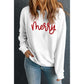 Beige Merry Graphic Christmas Crew Neck Sweatshirt - M