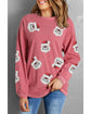 Strawberry Pink Sequin Santa Clause Christmas Corded Sweatshirt - 3XL