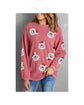 Strawberry Pink Sequin Santa Clause Christmas Corded Sweatshirt - S
