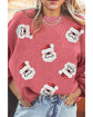 Strawberry Pink Sequin Santa Clause Christmas Corded Sweatshirt - XL