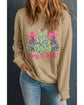 Khaki Merry & Bright Christmas Tree Print Pullover Sweatshirt - S