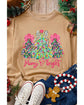 Khaki Merry & Bright Christmas Tree Print Pullover Sweatshirt - XL