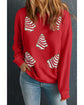 Red Playful Christmas Tree Patched Dropped Shoulder Sweatshirt - 2XL