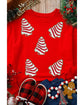 Red Playful Christmas Tree Patched Dropped Shoulder Sweatshirt - S
