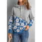 Azura Exchange Floral Splicing Cowl Neck Hoodie - M