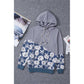 Azura Exchange Floral Splicing Cowl Neck Hoodie - M