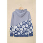 Azura Exchange Floral Splicing Cowl Neck Hoodie - M