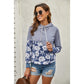 Azura Exchange Floral Splicing Cowl Neck Hoodie - M