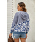 Azura Exchange Floral Splicing Cowl Neck Hoodie - M