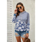 Azura Exchange Floral Splicing Cowl Neck Hoodie - M