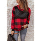 Azura Exchange Plaid Paneled Sweatshirt - L