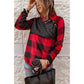 Azura Exchange Plaid Paneled Sweatshirt - L