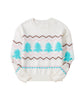 White Striped Christmas Tree Ribbed Trim Drop Shoulder Sweater - L