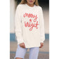 White Striped Merry Bright Letter Christmas Sweater - 2XL