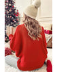 Fiery Red Christmas Holly Jolly Tinsel Graphic High Neck Sweater - M