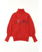 Fiery Red Christmas Holly Jolly Tinsel Graphic High Neck Sweater - M