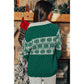 Green Christmas Snowflake Dotted Print Round Neck Sweater - L