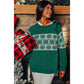 Green Christmas Snowflake Dotted Print Round Neck Sweater - XL