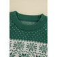 Green Christmas Snowflake Dotted Print Round Neck Sweater - XL