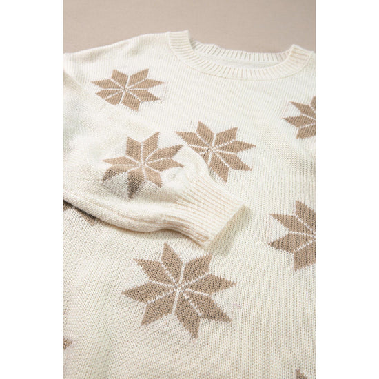 White Snowflake Christmas Tunic Sweater - M