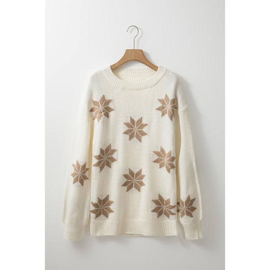White Snowflake Christmas Tunic Sweater - XL