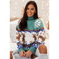 Canton Christmas Reindeer Snowflake Colorblock Turtleneck Sweater - L