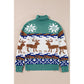 Canton Christmas Reindeer Snowflake Colorblock Turtleneck Sweater - L