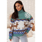 Canton Christmas Reindeer Snowflake Colorblock Turtleneck Sweater - M