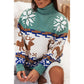 Canton Christmas Reindeer Snowflake Colorblock Turtleneck Sweater - S