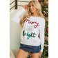 White Tinsel Merry and Bright Graphic Christmas Sweater - L