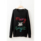 Black Tinsel Merry and Bright Graphic Christmas Sweater - M