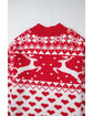Fiery Red Merry Christmas Reindeer Heart Pattern High Neck Sweater - S