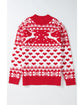 Fiery Red Merry Christmas Reindeer Heart Pattern High Neck Sweater - XL